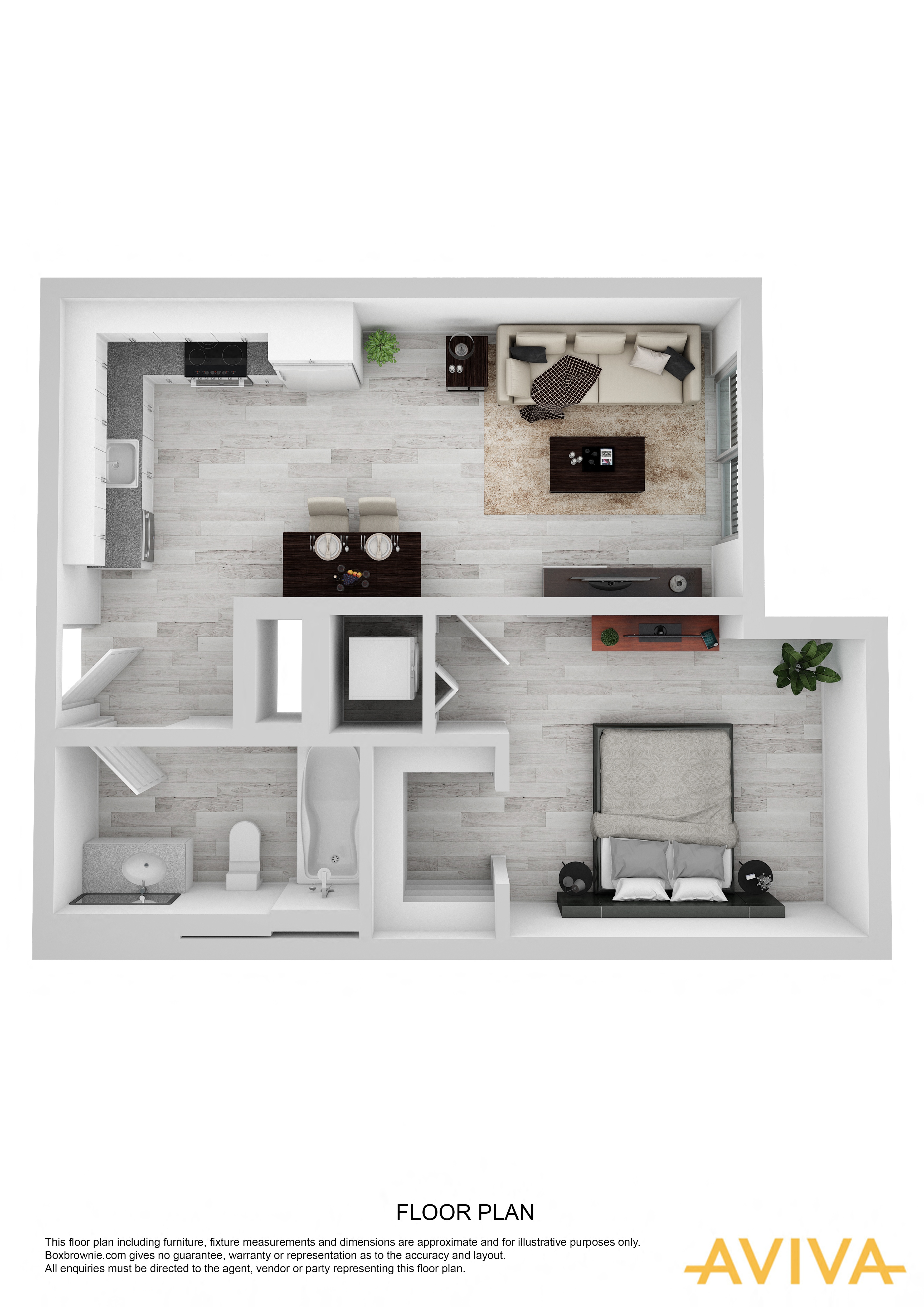 1 bedroom apartment floor plan at AVIVA Apartments